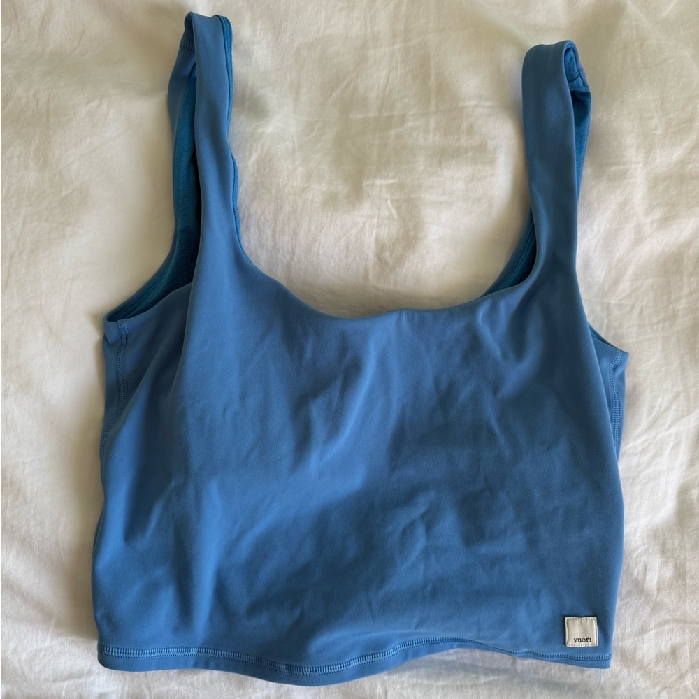 Vuori Daily Crop Blue Tank Top